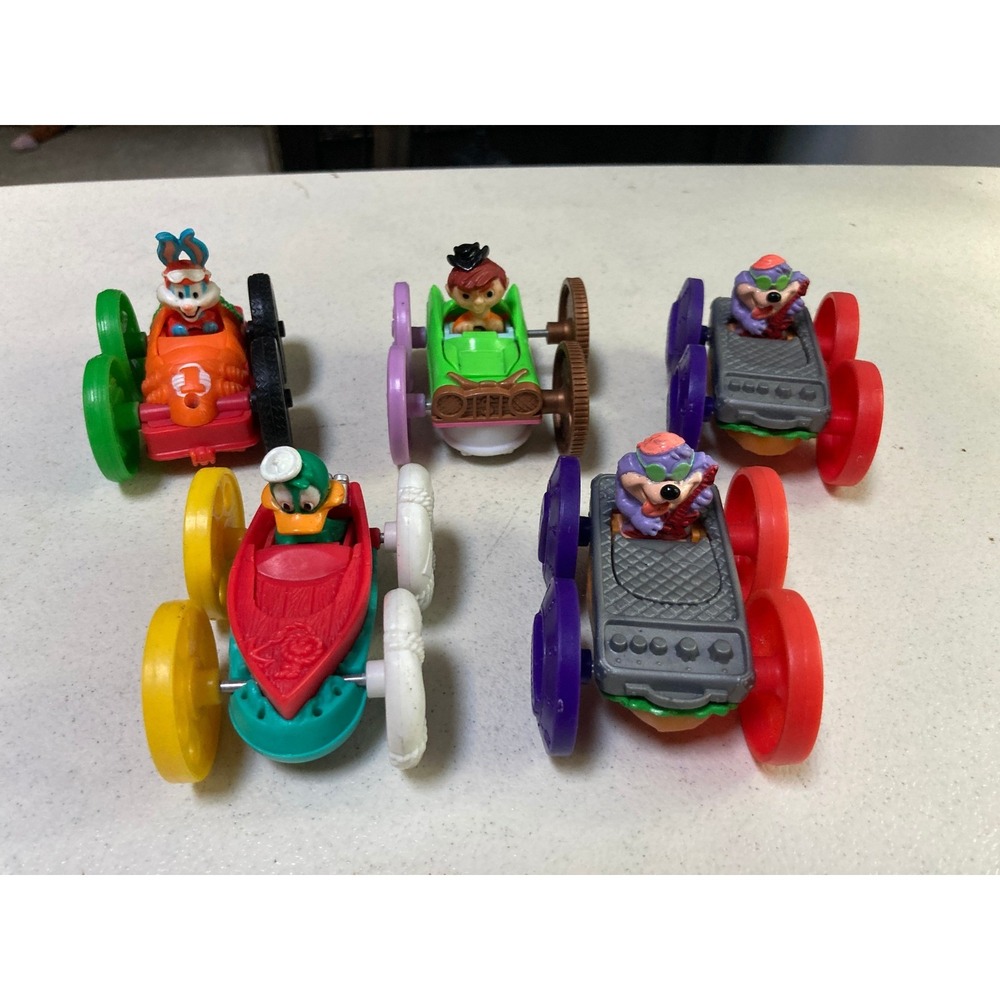 Vintage 1990 McDonalds Tiny Toon Adventures Flip Cars Lot of 5 Happy Meal Toys